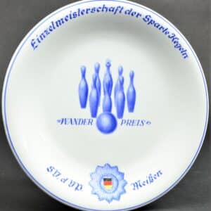 Teller Porzellan Wanderpreis Einzelmeisterschaft der Sparte Kegeln SV.d.VP. Meißen